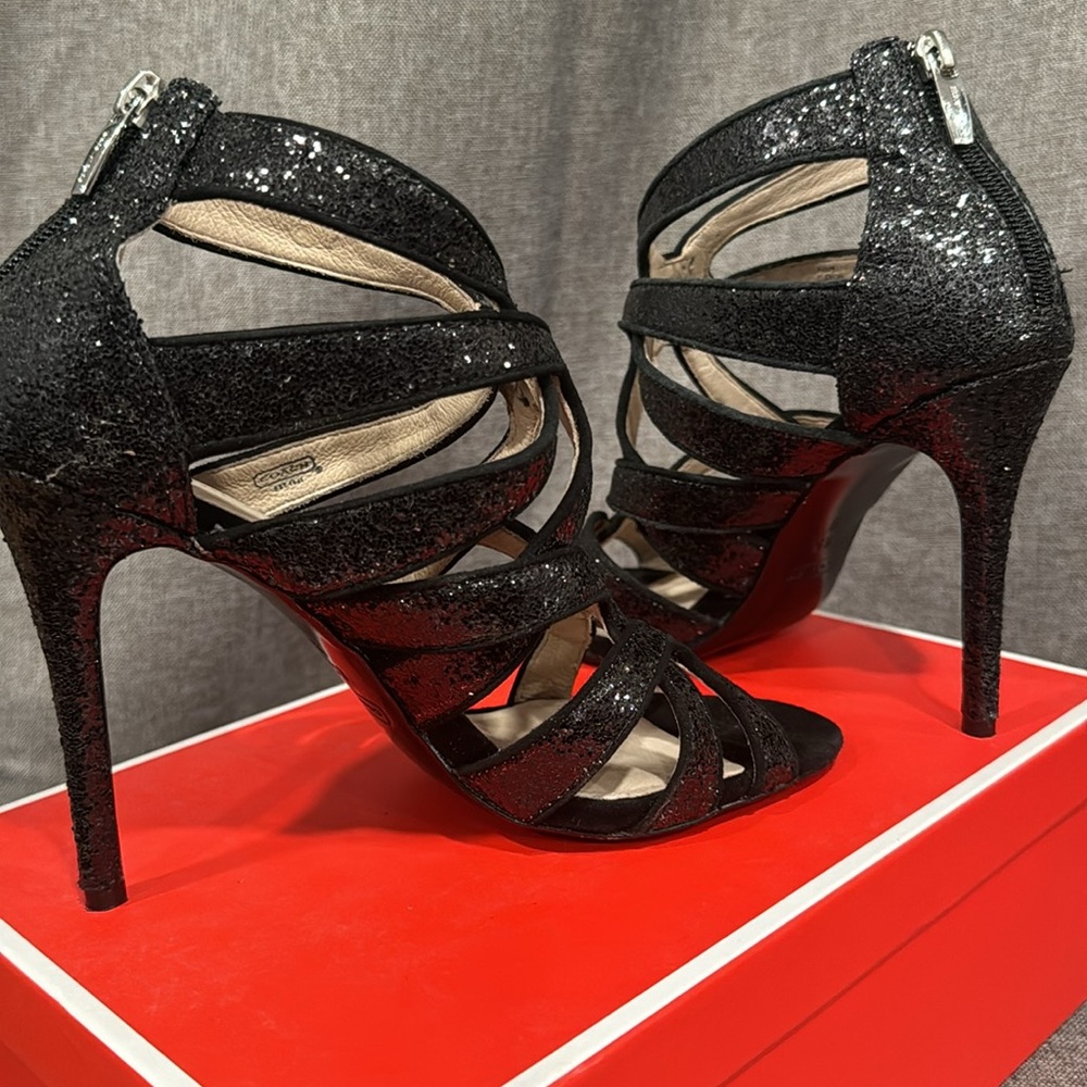 Coach Black glitter heels size 8.5 COACH New - Picture 3 of 9